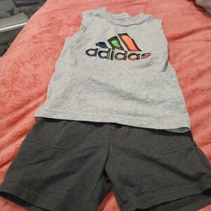 Adidas Gray Tank Top and Shorts Set